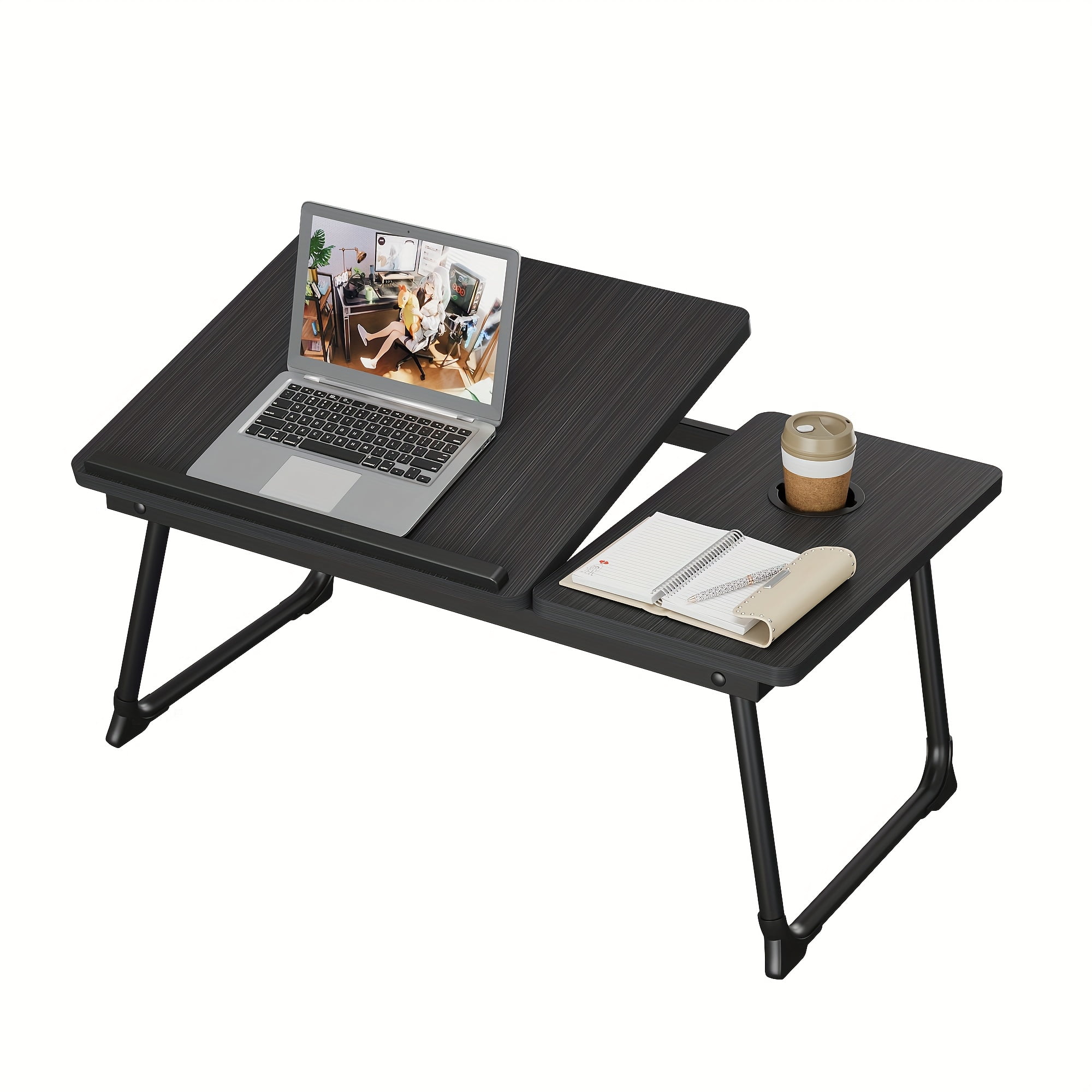 Sturdy Recycled Wood Adjustable Laptop Desk - Foldable Portable Tray ...