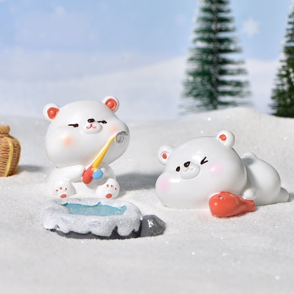 Sturdy Resin Animal Figurine - Wear-resistant Miniature Polar Bear Statue - Desktop Micro Landscape Decoration