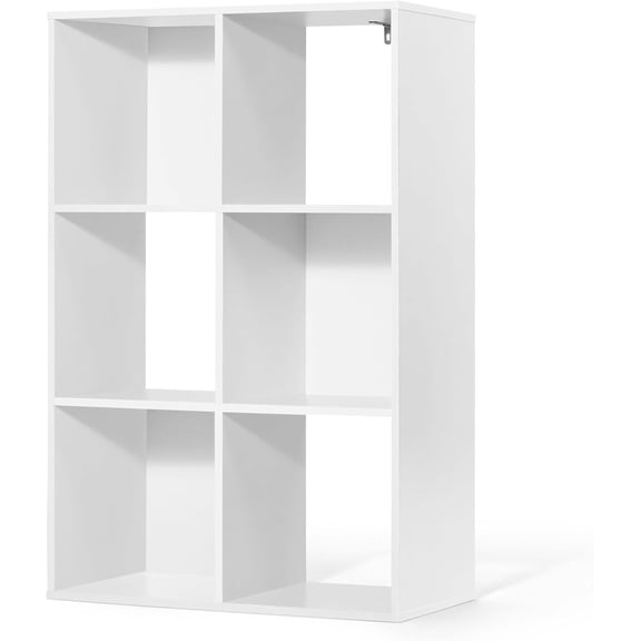 Sturdy Room 11-Inch Cube Storage Organizer Shelf, with Thick Exterior Edge, Storage Shelf Divider w/Back, Bookcase, 6-Cube, White