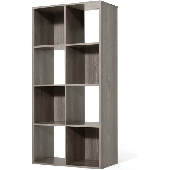 Sturdy Room 11-Inch Cube Storage Organizer Shelf, with Thick Exterior Edge, Storage Shelf Divider w/Back, Bookcase, 8-Cube, Rustic Grey Oak