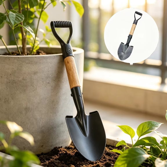 Sturdy Round Tip Metal Mini Shovel with Ergonomic Handle, Bend Resistant Steel Trowel, Heavy Duty Tool for Gardening Digging, Camping & Off-Road Use