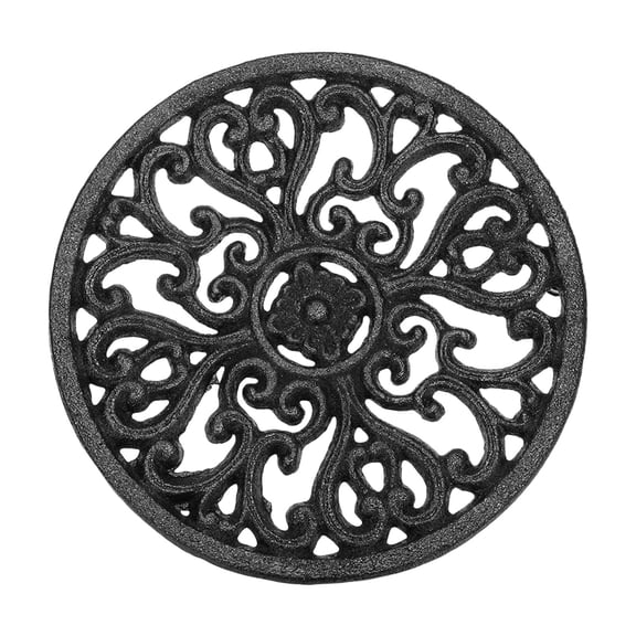 Sturdy Round Worktop Protector with Rubber Feet, Wrought Iron Heat Immune Secures Hot Dishes Safely, 17cm Diameter