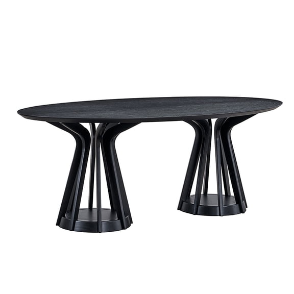 Sturdy Rubber Wood Base Oval Dining Table / Easy to Assemble for Home Setup
