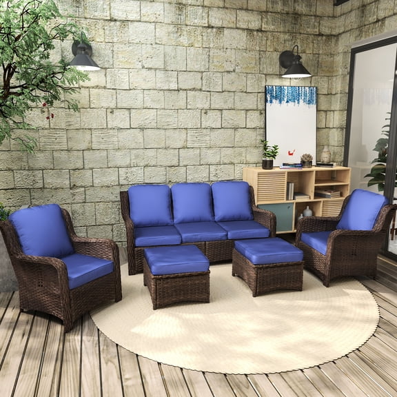 Sturdy Rust-Resistant Frame, Fine Hand-Woven Rattan / Ideal for Garden, Balcony and Patio All-Weather Comfort