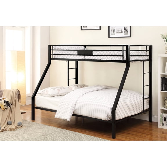 Sturdy Sandy Black Metal Bunk Bed for Twin XL/Queen Mattress / Provide Lasting Durability and Support