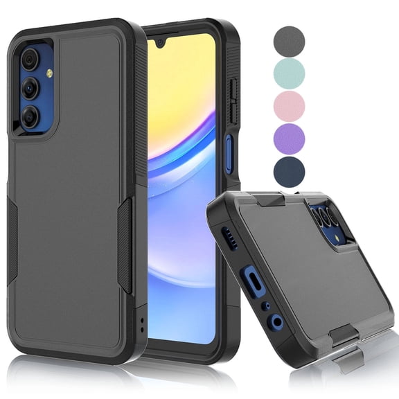 Sturdy Shockproof Phone Case compatible with Samsung Galaxy A15 5G 6.5 inch, Heavy Duty Armor Hard Plastic Rubber Rugged Bumper 2 in 1 Protective Cover