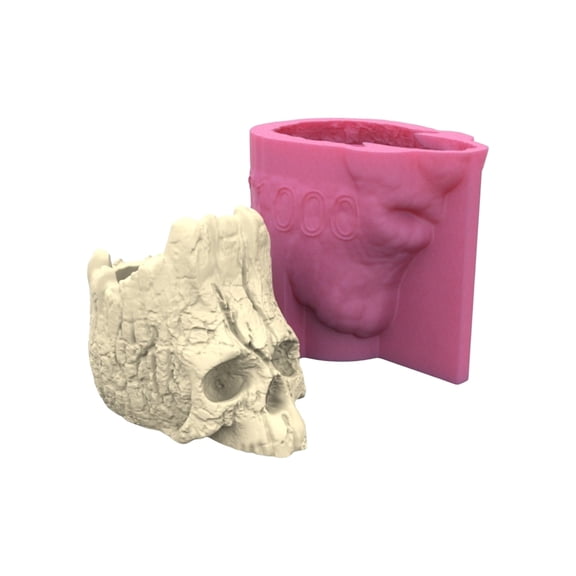 Sturdy Silicone Skull Shape Planter Mold for Craft Projects Including Pen Holders and Plant Containers