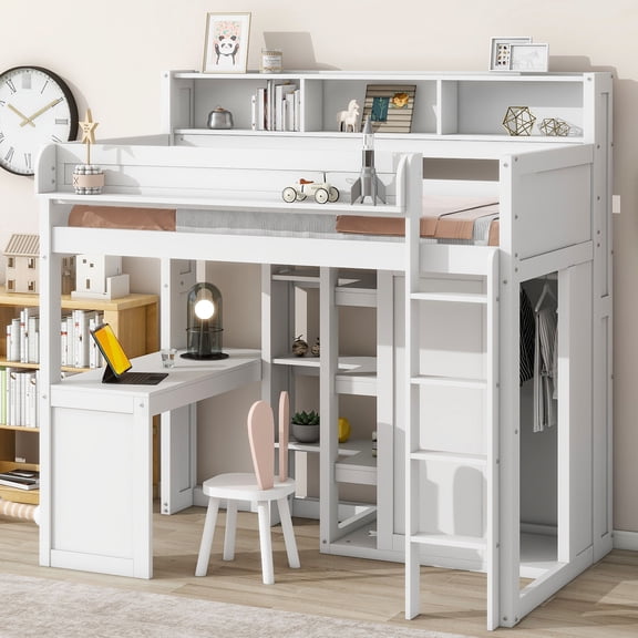 Sturdy Slats, Full - length Guardrails - Twin Size Loft Bed for Bedroom Safety