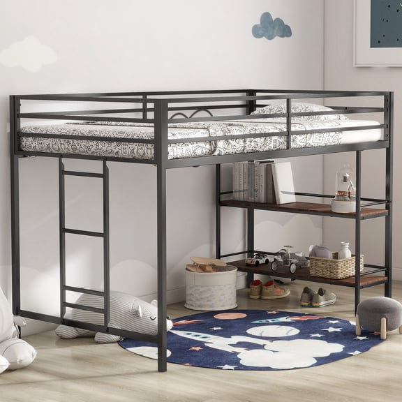 Sturdy Square Tube, Safety Rails - Twin Loft Bed for Bedroom Safety