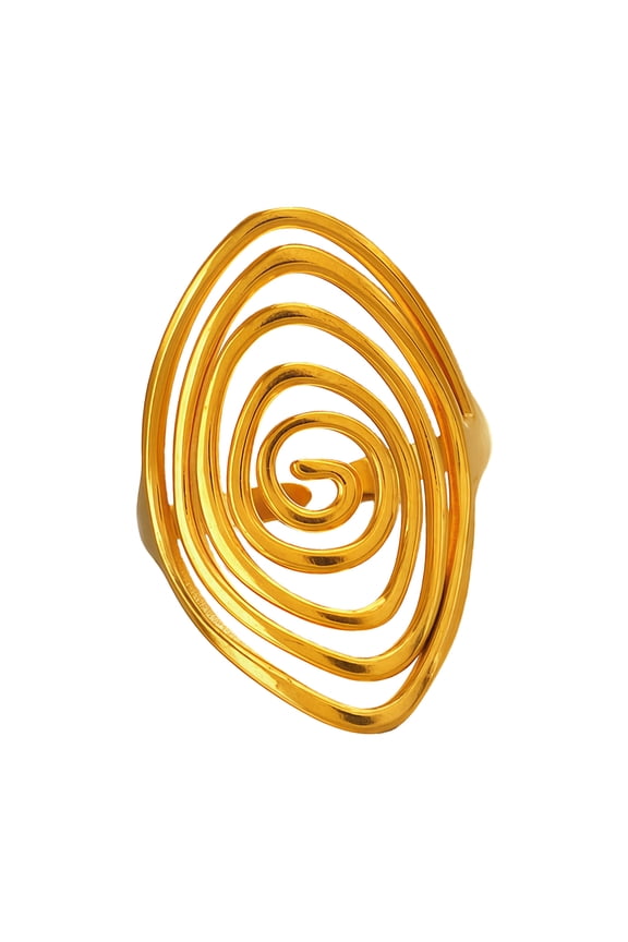 Sturdy Stainless Steel Whirl Motion Rotating Open Rings Minimalist Design Open Vortices Rings Adjustable Finger Jewelry