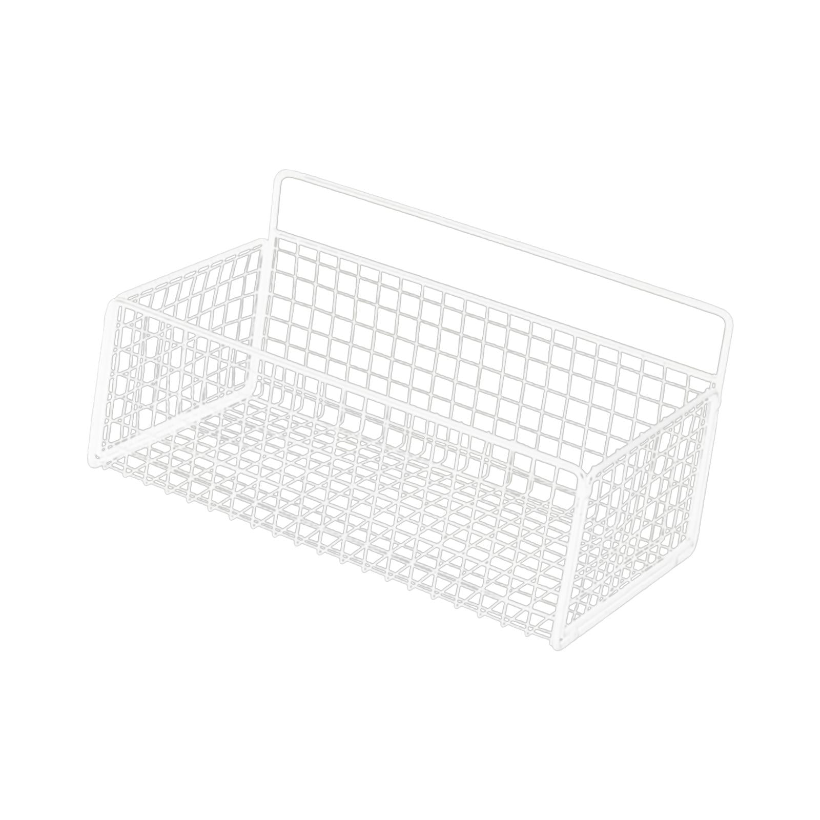 Sturdy Steel Wire Basket Wall Mounted Shelves for Fruits Vegetables Snacks White M