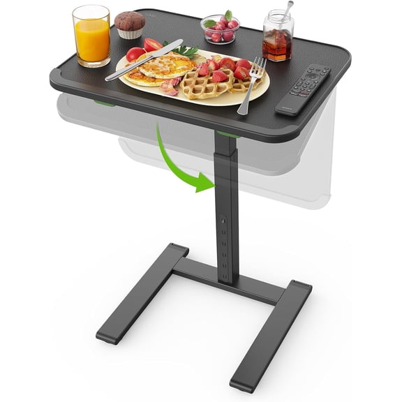Sturdy TV Tray Table with Wheels, Heavy Duty Metal TV Trays for Eating on Couch, Height & Angle Adjustable Desk for Bed, Sofa, Recliner, Portable Small Foldable Tables
