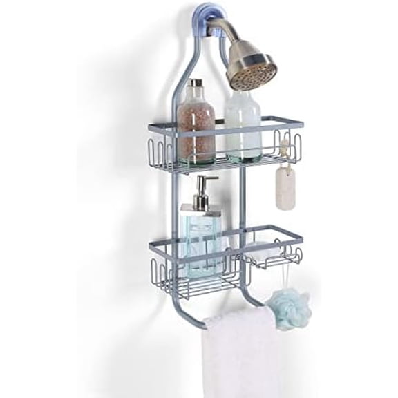 Sturdy Tubing Structure Bathroom Hanging Shower Head Caddy Organizer (Standard, Grey)