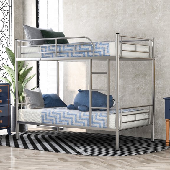 Sturdy Twin over Twin Metal Bunk Bed with High - Capacity Mattress Slats