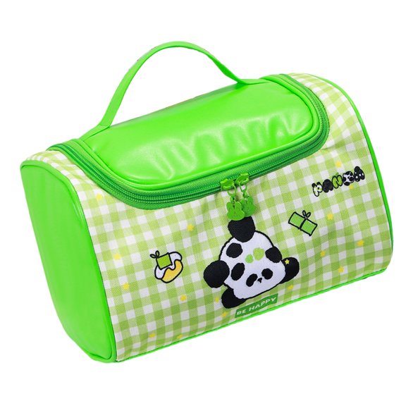 Sturdy Waterproof Makeup Organizers Cartoon Print Travel Cosmetic Bag With Multi Functional Compartments And Carry Handl
