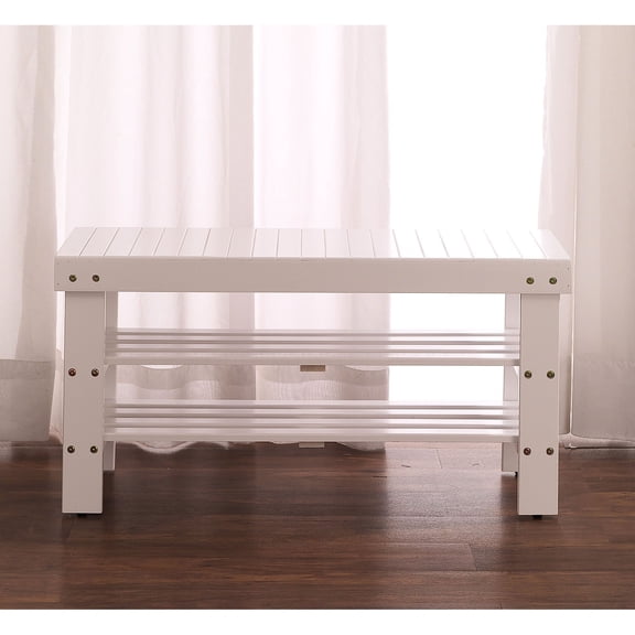White Shoe Bench / Underneath Plastic Leveler / Quick Assembly