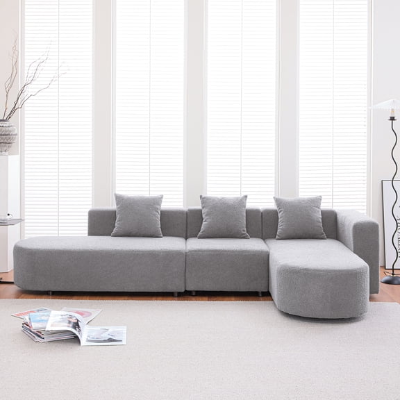 Sturdy Wood Frame Boucle Sofa / Quick Assembly for Home Use