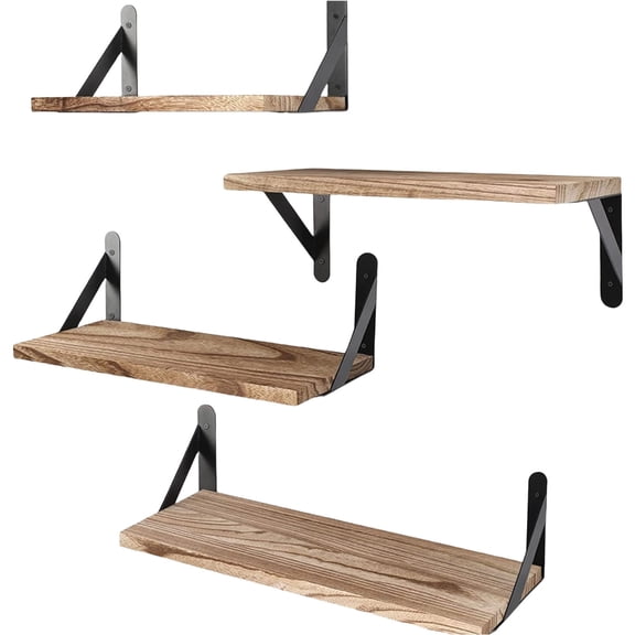 Sturdy Wood Wall Shelves Floating Shelves Large Capacity Storage Display Holder