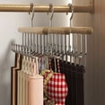 thumbnail image 1 of Sturdy Wooden Belt Hanger, 8 Hooks Closet Organizer, Multi-Function Tie Rack, Wall Mount Closet Storage Rack for Belts Ties Scarves Accessories, 11*6.7in, Beige, 1 of 6