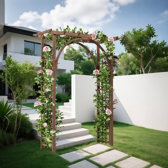 Sturdy Wooden Garden Arbor Trellis Arch  85" Outdoor Pergola for Climbing Plants, Backyard, Patio, Wedding Ceremony  Rustic Sturdy Wood, Easy Assembly  Sturdy wood color