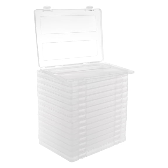 Sturdy and Secure Desk Storage Box Set of 15, Clear, Dust-Proof, Space-Saving, Easy to Clean, Snap-Tight Design, High-Quality PP