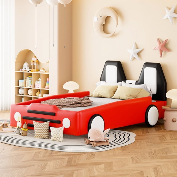 Sturdy construction | Race car platform bed for a fun bedroom atmosphere | Supportive bed to withstand wear and tear
