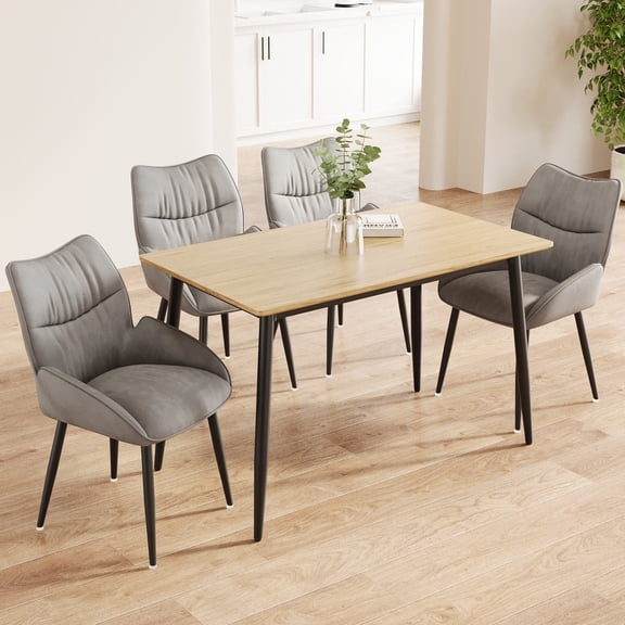Sturdy dining table with thick - padded chairs, long - term use / Ideal for family and guests, easy maintenance