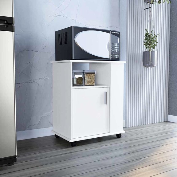 Sturdy particle board white kitchen cart for long - lasting use in the kitchen