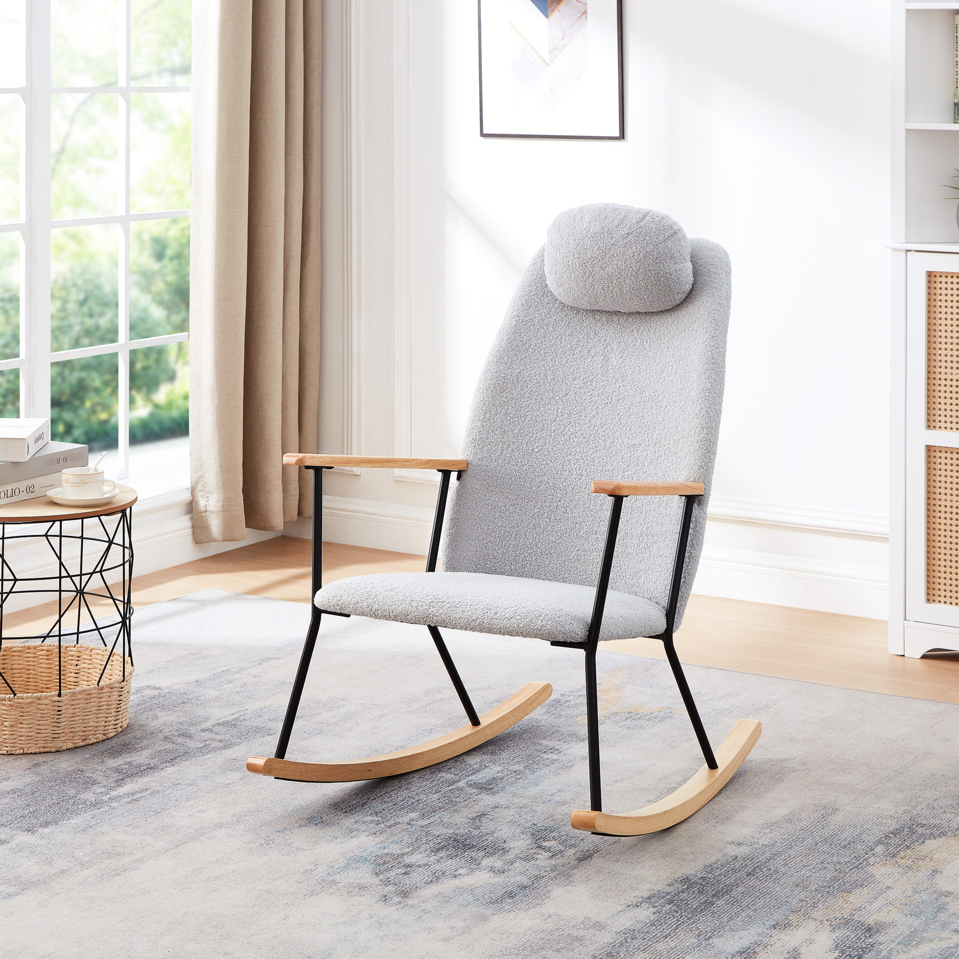 Sturdy Rocking Chair Sturdy rocking chair with adjustable headrest and teddy fabric ...