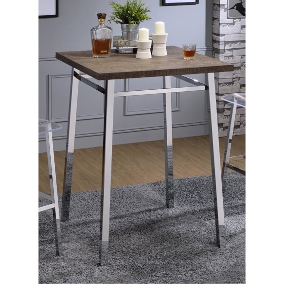 Sturdy square surface, modern oak and chrome | Ideal for enjoying snacks in kitchen