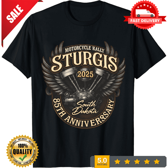Sturgis 2025 85th Anniversary T-Shirt HD – Motorcycle Rally South Dakota Tee, CROWD FAVORIT-TH76299