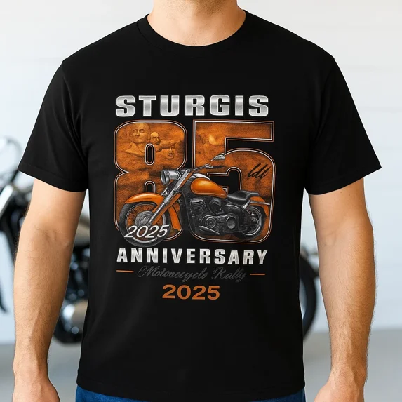 Sturgis 85th Anniversary 2025 T-Shirt Biker Rally Harley Motorcycle Graphic Tee