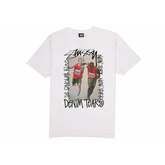 Stussy Men's x Denim Tears Pass The Baton T-shirt White, from StockX