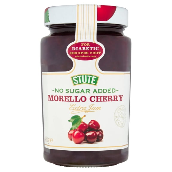 Stute No Sugar Added Morello Cherry Extra Jam 430g (pack of 6)
