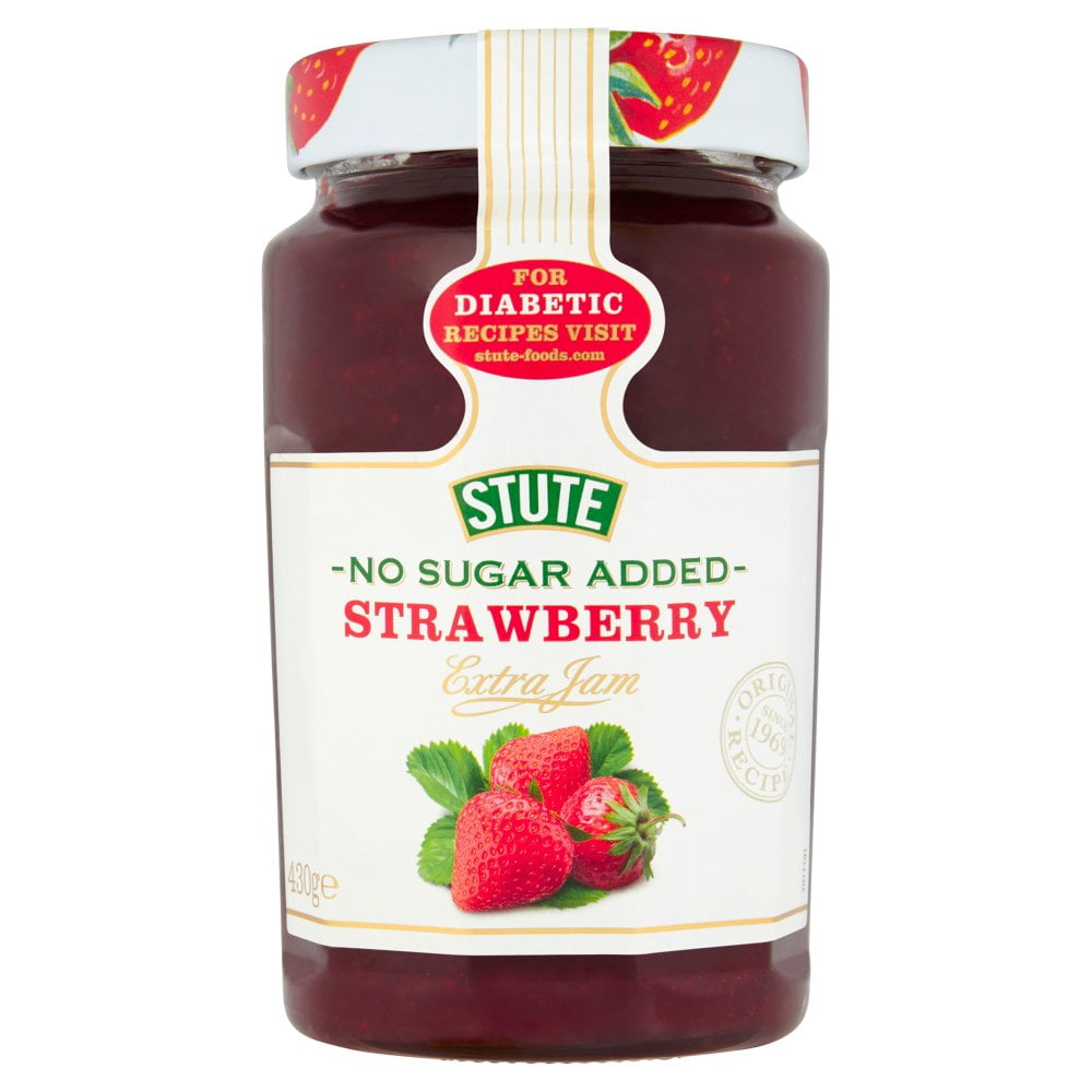 Stute No Sugar Added Strawberry Extra Jam 430g (pack of 6)
