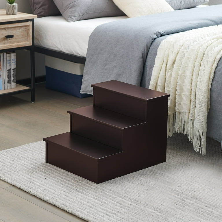 Stutler Contemporary Three Step Bedroom Step Stool Cherry Wood