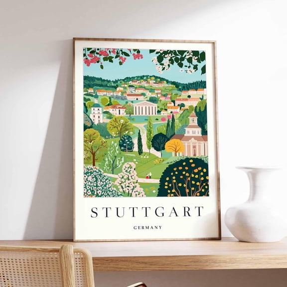 Stuttgart Germany Travel Automotive Capital Art, Unframed Paper Print
