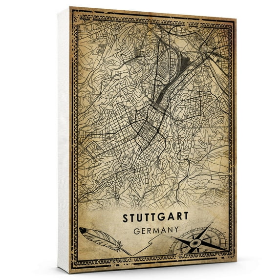 Stuttgart Vintage Map Prints Canvas, Germany Map Art Canvas, Canvas, Stuttgart Map City style vintage Canvas , Canvas Wall Art, Street Map Artwork Canvas