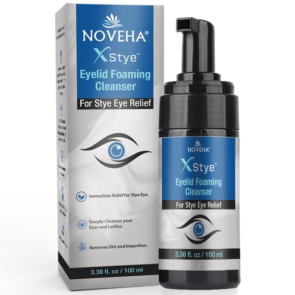 NOVEHA XStye Eyelid Foaming Cleanser - Fast Stye Eye Relief - Formula With Tea Tree Oil - Daily Eyelid and Eyelash Wash For Stye Eyes, Eyelash, & Skin Dryness (3.38 fl oz) - 100mL