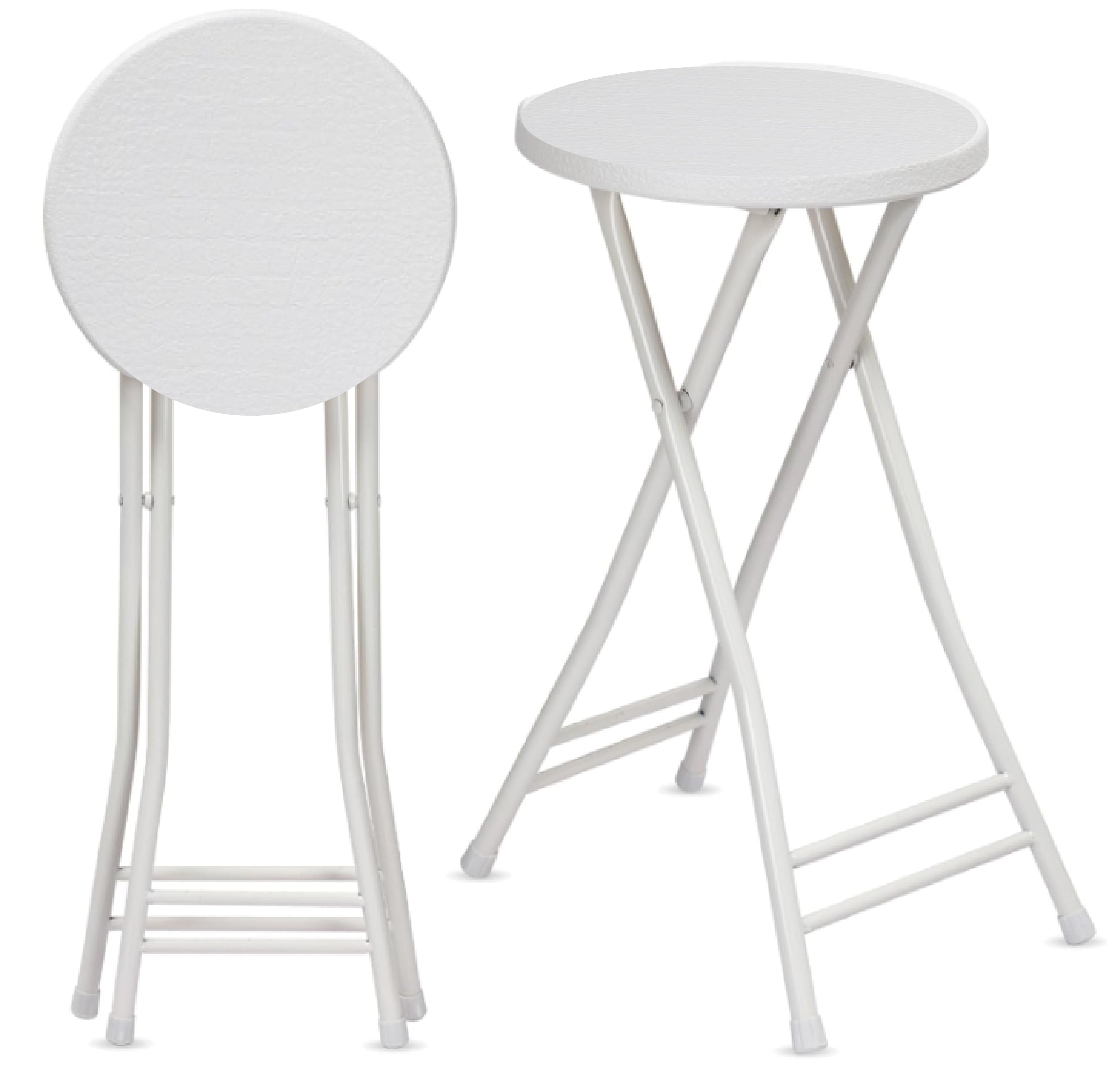 Styecofur Furniture of metal,24 Inch Tall Metal Folding Chair Portable Metal Stool Chair Heavy Duty Metal Foldable Bar Stools (White)