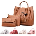 thumbnail image 1 of Stylago 3pcs Leather Handbag and Purses Set for Women Crossbody Bags with Chain Zipper Shoulder Wallet for Ladies Travel Gift Brown, 1 of 5