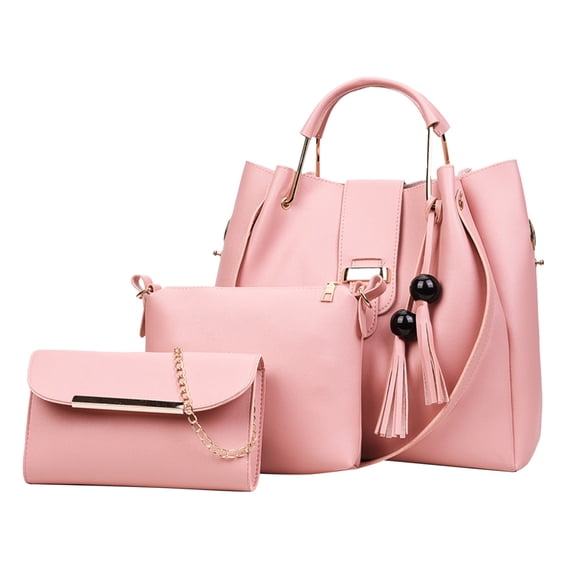 Stylago 3pcs Leather Handbag and Purses Set for Women Crossbody Bags with Chain Zipper Shoulder Wallet for Ladies Travel Gift Red