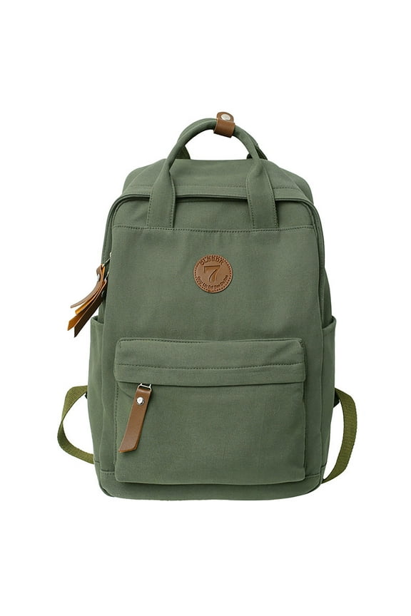Canvas Backpack for Women Top Handle Laptop Computer Bags for College Students Ladies Multiple Pockets Travel Daypack Green