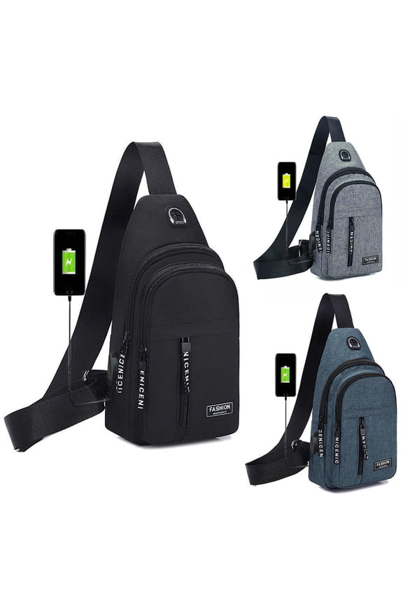 Canvas Crossbody Bags for Women Fashion Sling Backpack Mens Casual Zipper Chest Bag with Adjustable Shoulder Strap Black