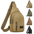 thumbnail image 1 of Stylago Canvas Crossbody Sling Bags for Men Casual Mini Backpack Students Lightweight Hiking Sports Zipper Chest Bag Fanny Pack Brown, 1 of 6