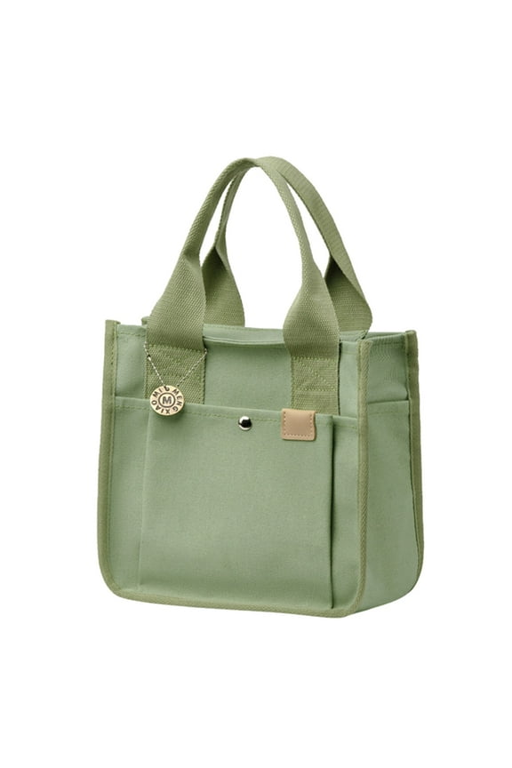 Canvas Tote Bag for Women Pendant Mini Handbags Multiple Compartments Casual Zipper Purses Lunch Bags for Camping Green