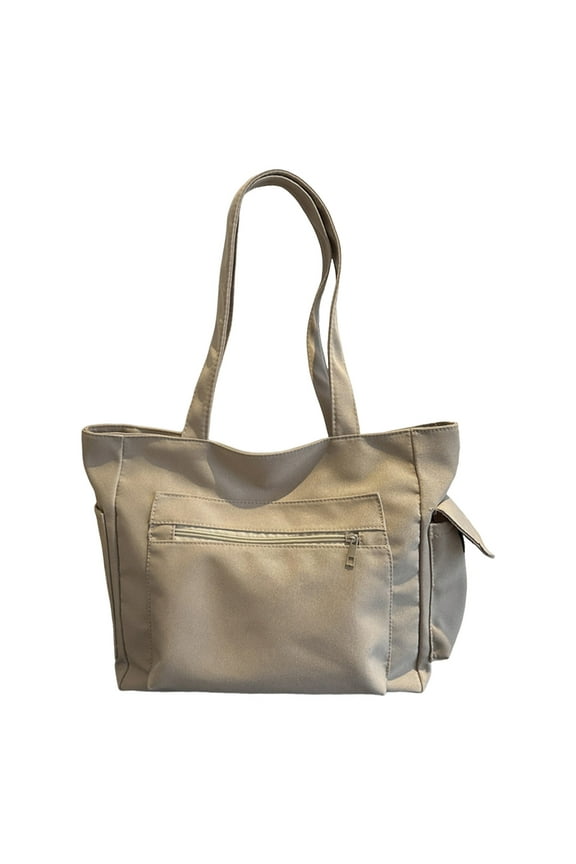 Canvas Tote Bags for Women Large Capacity Shoulder Purses with Side Pocket College Students Casual Book Pack for Daily Use Brown