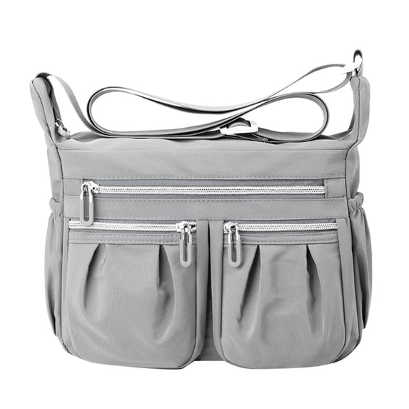 Stylago Casual Crossbody Bags for Women Multiple Zipper Compartments Shoulder Purses Side Pockets Tote Bag for Students Grey