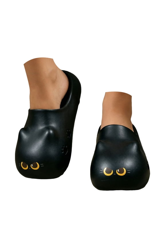 Cat Paws Print Slide Shoe for Women Cloud Soft Sandals Recovery Pillow Slippers Ladies Closed Toe Cute Shoes Black Size 9