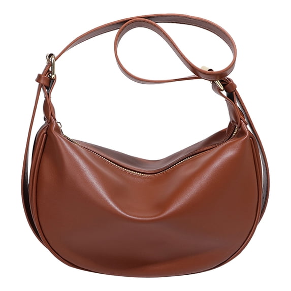 Stylago Crescents Shoulder Bags for Women Underarm Purses Mini Clutch Hobos Tote Handbag Zipper Closure Crossbody Bag Brown